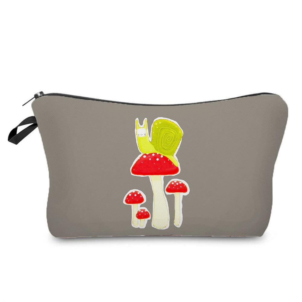 Women Mushroom Print Cosmetic Bag Toiletries Organize Travel Storage Case 6383