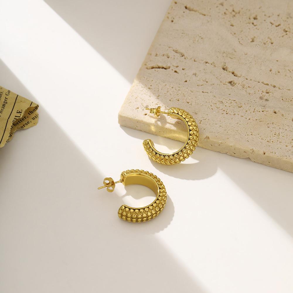 

Metal Wind Light Luxury Earrings Trendy Retro Temperament Stainless Steel Geometric Stud Earrings Women S Exaggerated Niche Earrings