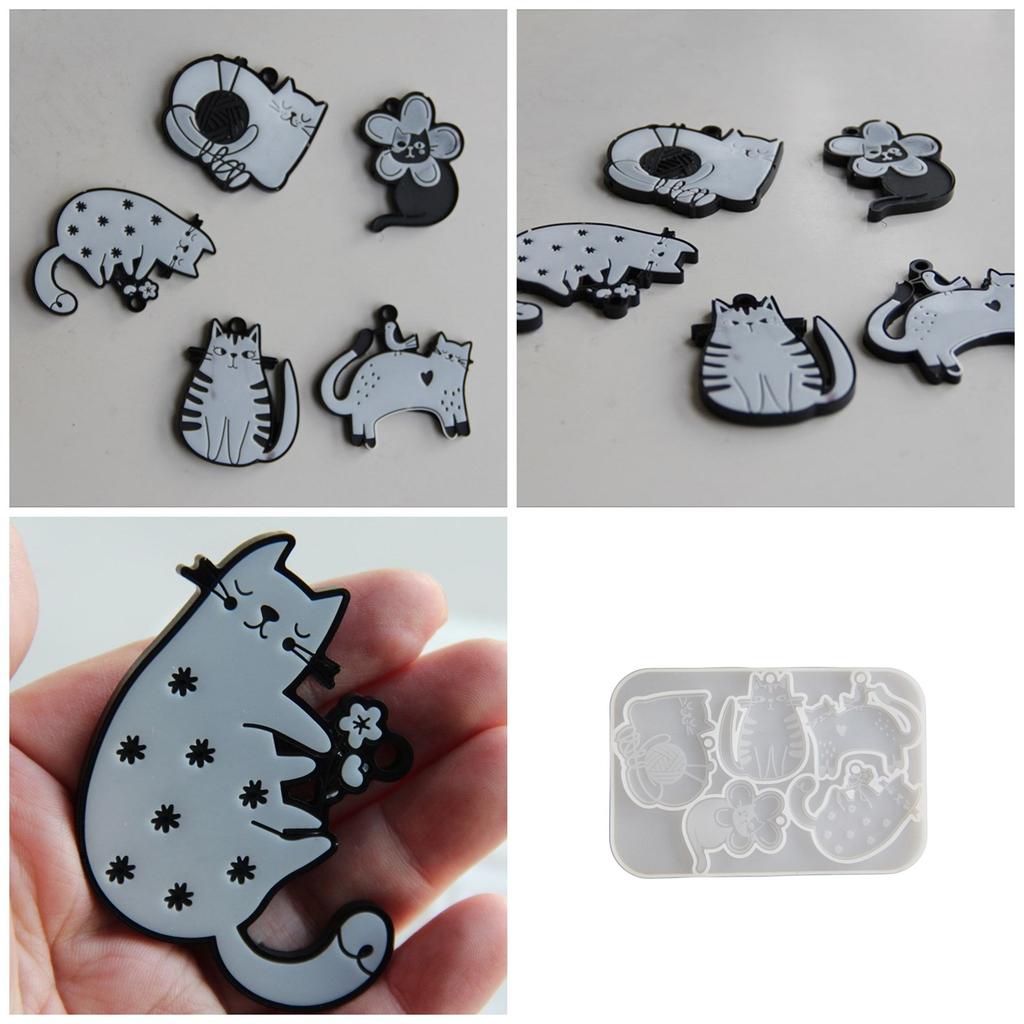 Creative Silicone Casting Molds Cats Shape Necklace Molds Suitable for Making Animal Necklace and Earrings Pendant