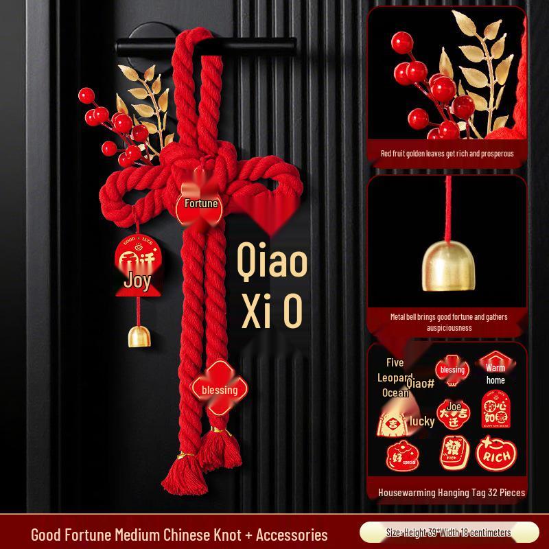 Housewarming Decor: Fu Character Door Handle Pendant Knot for New Home Ceremony