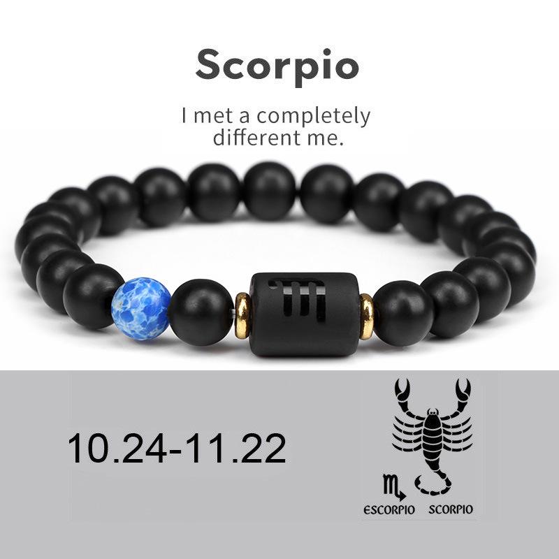 

1 шт. Браслеты с 12 знаками зодиака для мужчин и женщин, эластичный браслет из натуральных камней, представляющий подарок на День святого Валентина, день рождения 18cm