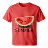 Fresh Summer Watermelon Summer Typography Print Unisex Loose Fit Cotton Casual Tees