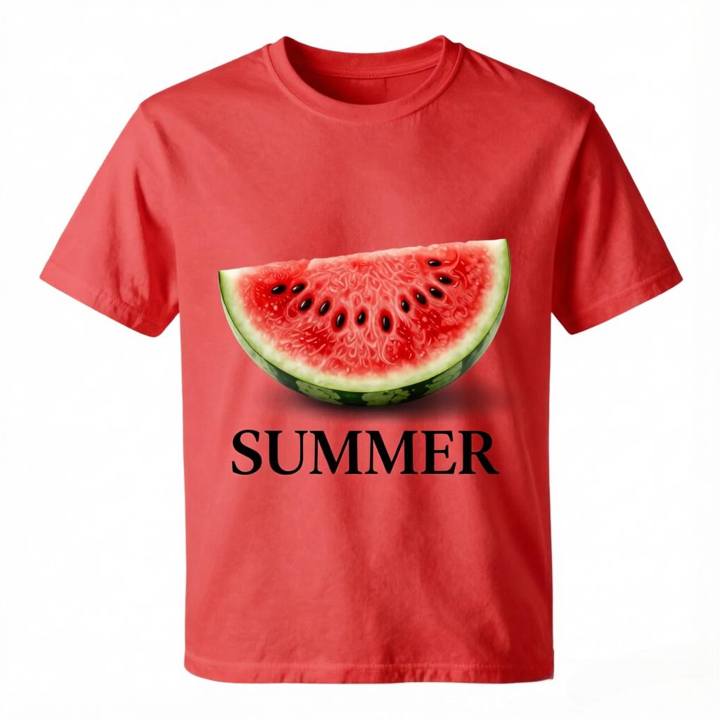 Fresh Summer Watermelon Summer Typography Print Unisex Loose Fit Cotton Casual Tees