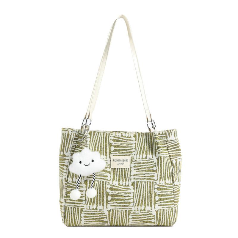 Fashionable Large Capacity Shoulder Tote Bag In Green Brown Khaki And Blue Hues