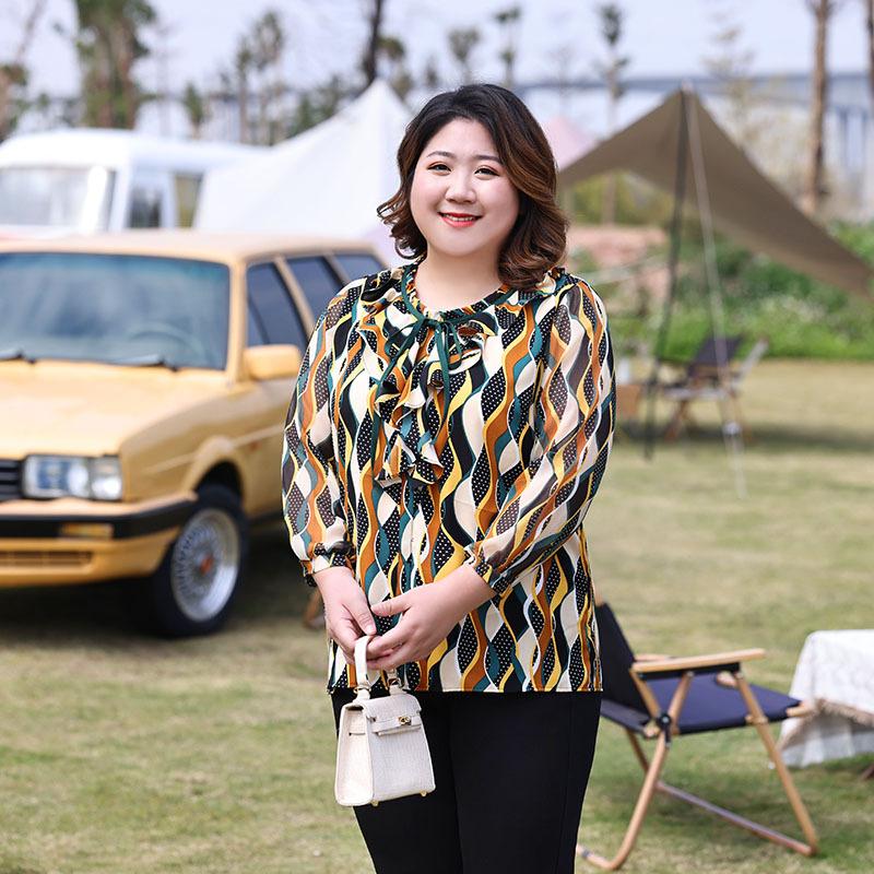 

Плюс Размер Женщин Новый Свободный Утягивающий Шнуровка Рукав Девять Точек Модный Шифоновый Топ XL