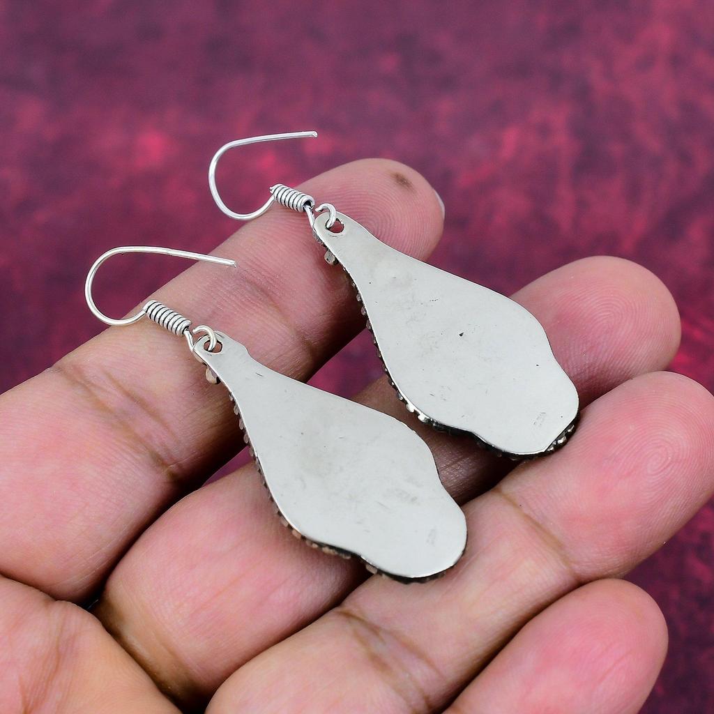 Koralle 925 Massiv Sterlingsilber Nepalesische Ohrringe, Handgefertigte Edelstein-Ohrringe Schmuck, Geschenke für Ehefrau Brandneue Ohrringe