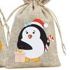 Santa Claus Burlap Drawstring Gift Bags - Small Christmas Party Candy Pouches