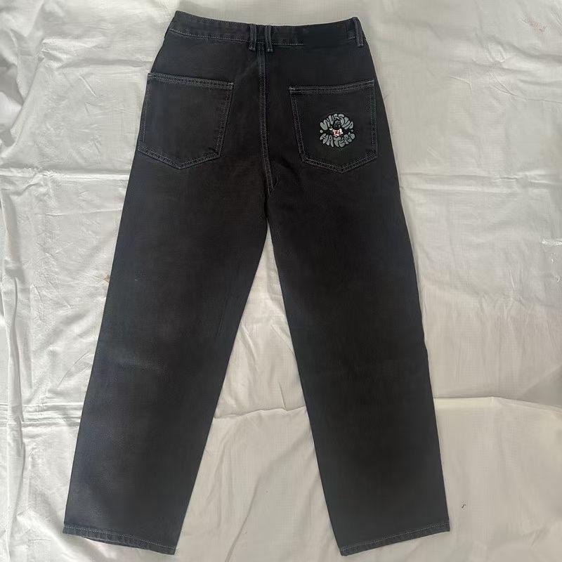 

RogueWave Кавайные Мультяшные Персонажи Вышитые Светло-Голубые Вываренные Мешковатые Джинсы Y2K Харадзюку Готика Штаны для Скейтборда Уличная Одежда S чёрный