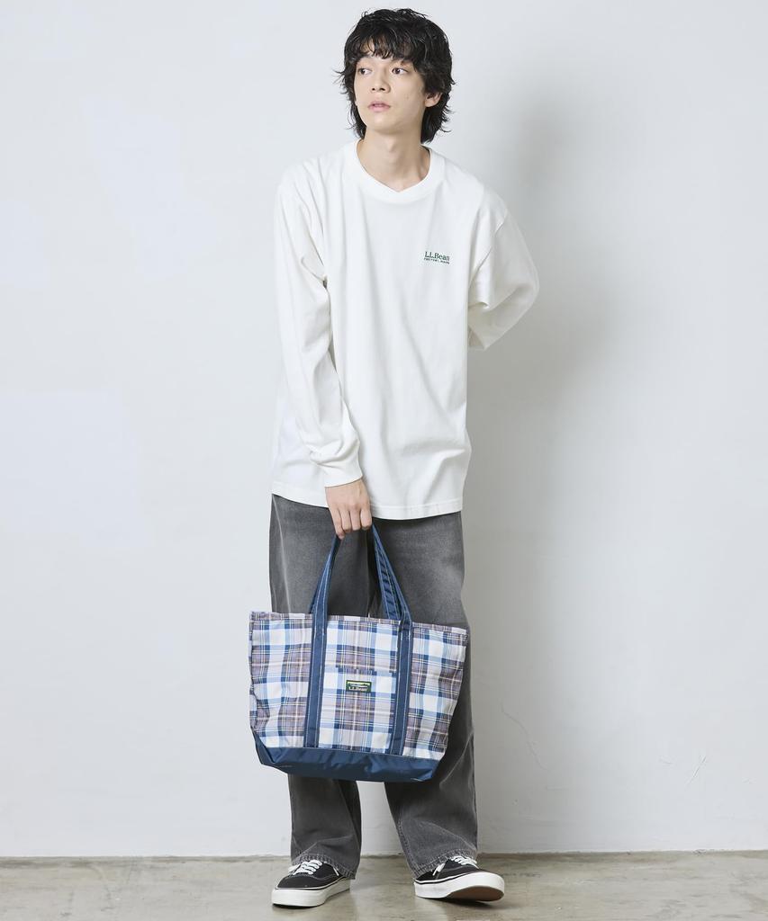 [L.L.Bean] Everyday Lightweight Tote, Plaid, Medium, One Size Fits All, Navy Stewart Blue 1000296980