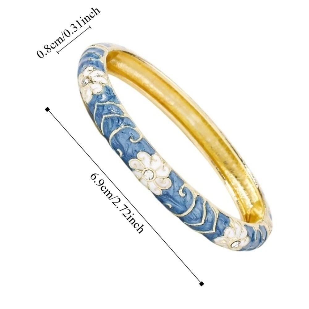 Enamel Vintage Cloisonne Bangle Big Floral Traditional Chinese Flower Bangle Classic Vintage Women's Hand Bracelet Jewelry Gifts