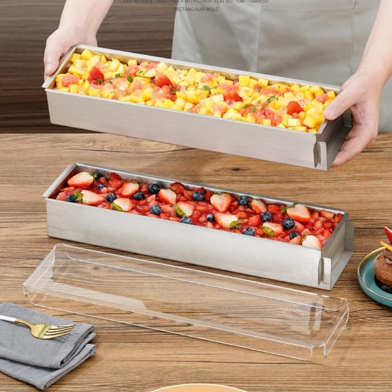 Pack of 3 Rectangular Tiramisu Molds with Removable Side Panel and Spatula for Effortlessly Baking and Cleaning