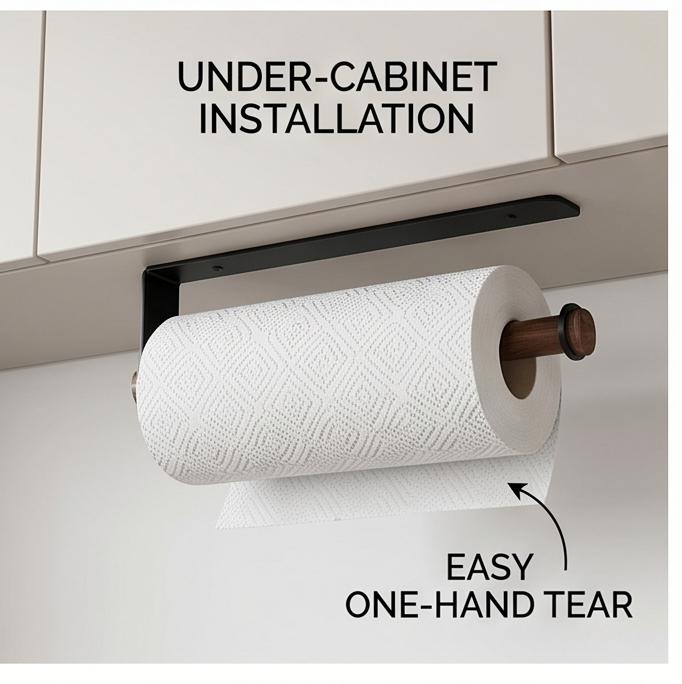 Soporte de Pared de Madera de Nogal Negro Premium Estante de Almacenamiento de Cocina sin Taladro Cuchillo Multifuncional Palillos Utensilio
