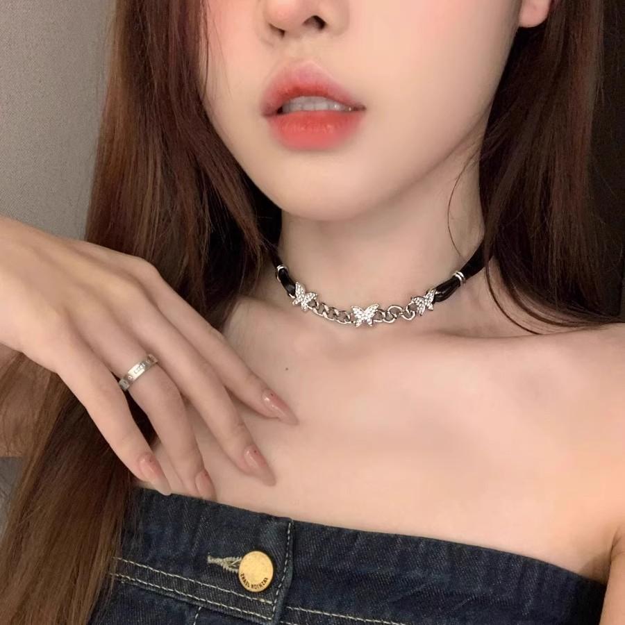 

Черное ожерелье-бабочка, женское ожерелье-цепочка на ключицу, милое прохладное ожерелье на шею, нишевое ожерелье на шею, осенние аксессуары Spice Girl