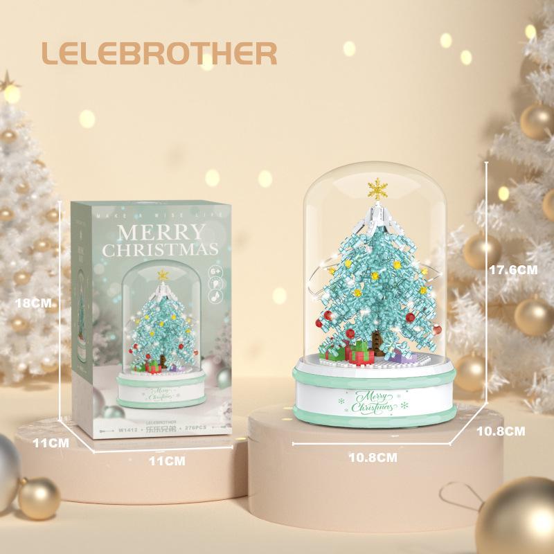 Cutie muzicală cu brad de Crăciun compatibilă LEGO: Jucărie de construcție educativă luminoasă pentru copii, perfectă ca ornament de ziua de naștere