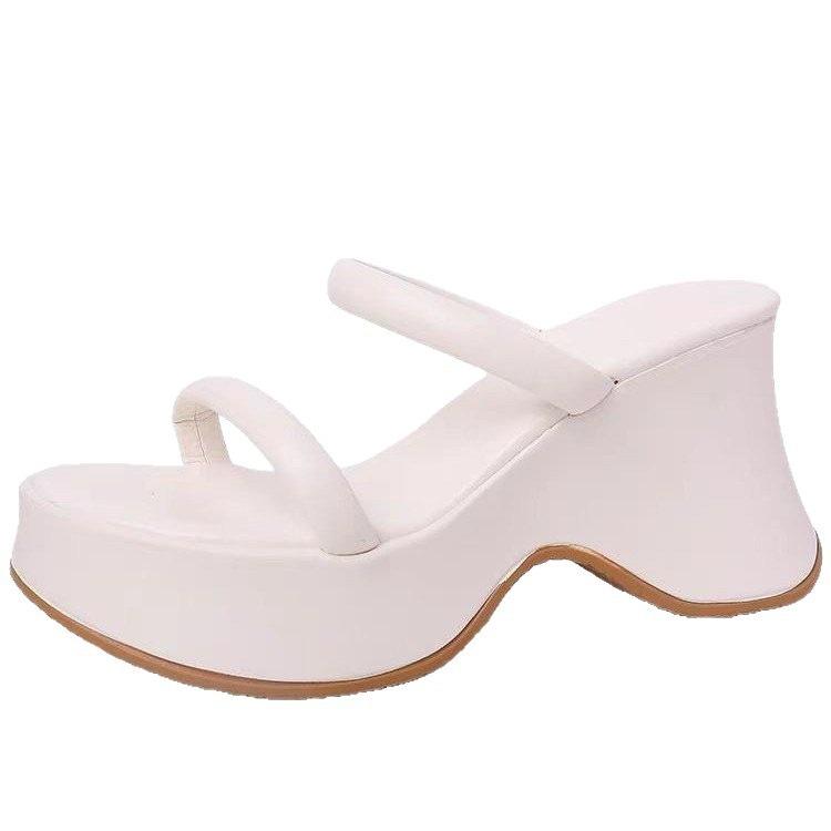 French thick-bottomed wedge fairy style slippers, wear summer new thick heels with skirts, cool slippers