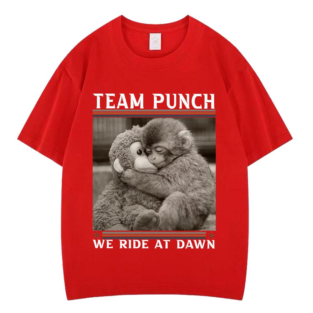 Monkey Punch Baby Monkey Holding Plush Funny Meme Tshirt Men Women Fashion Hip Hop T Shirts Shortsleeved Cotton Loose T Shirts S