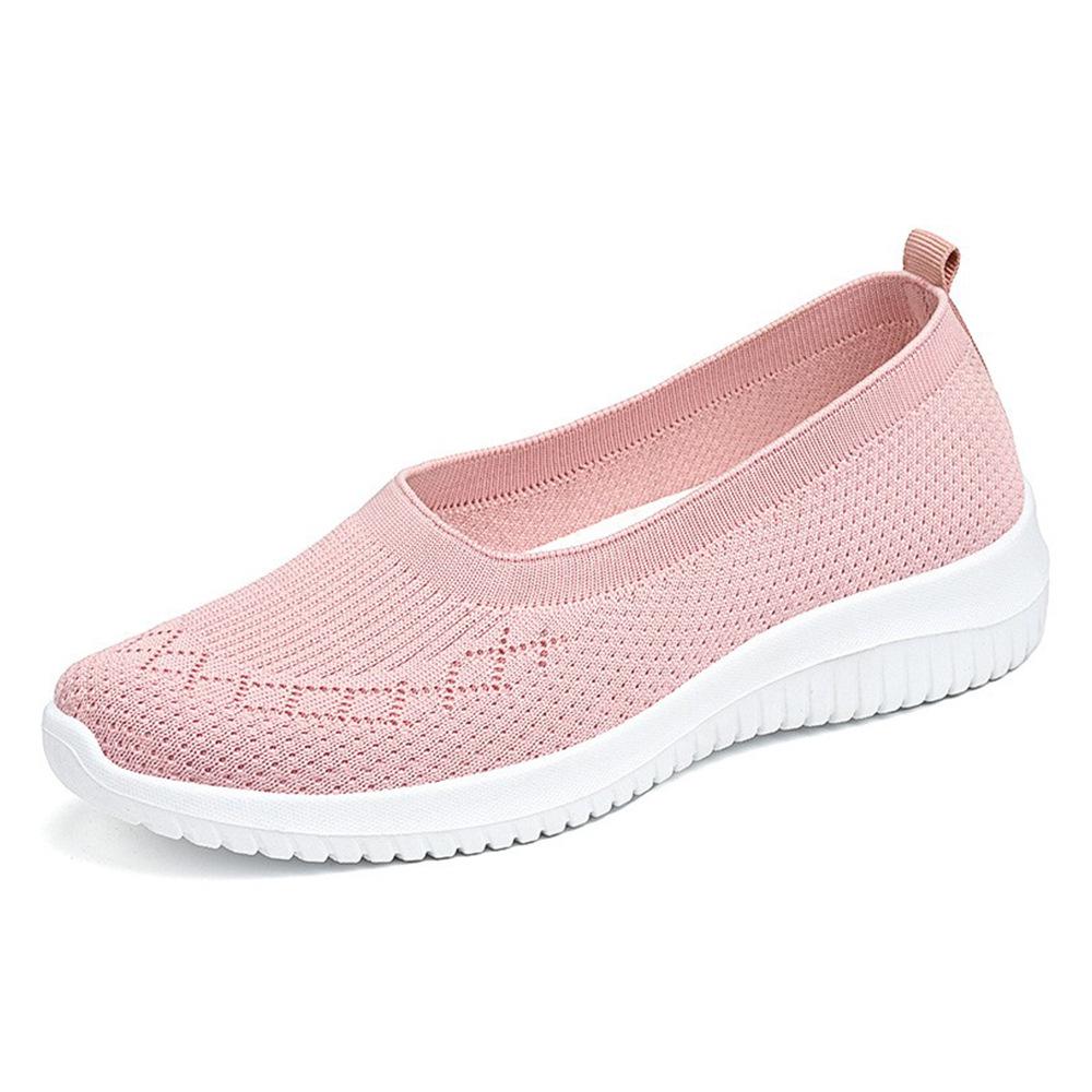 Women's Breathable Flyknit Soft Sole Casual Shoes - Plus Size, Comfortable Mom Shoes 2025