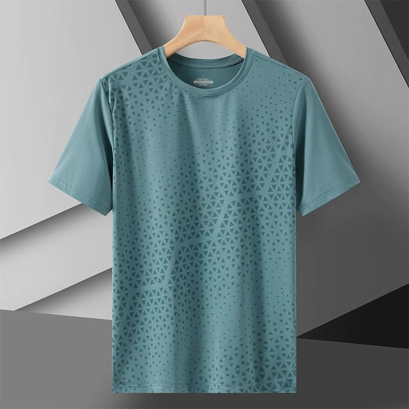 

Футболка Ice Silk быстросохнущая для мужчин на лето, дышащая и быстросохнущая, для спорта на открытом воздухе, с короткими рукавами, повседневная, с круглым вырезом XL