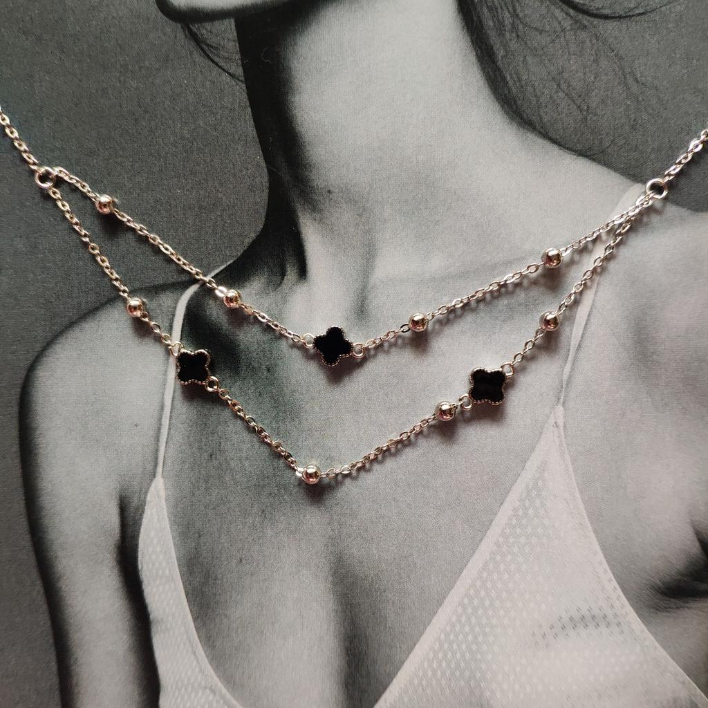 Silver Necklace with Natural Onyx (2128861)