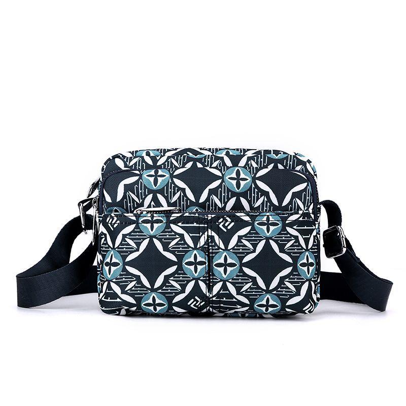 Flylo Damesmode Bedrukte Kleine Vierkante Tas Trendy Veelzijdig Crossbody Outdoor Reizen Schoudertas One size black
