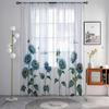 2pcs HD Digital Blue Sunflower Printed Window Screen Home Decorating Style Decorative Living Room Bedroom Rodding Curtain Effect