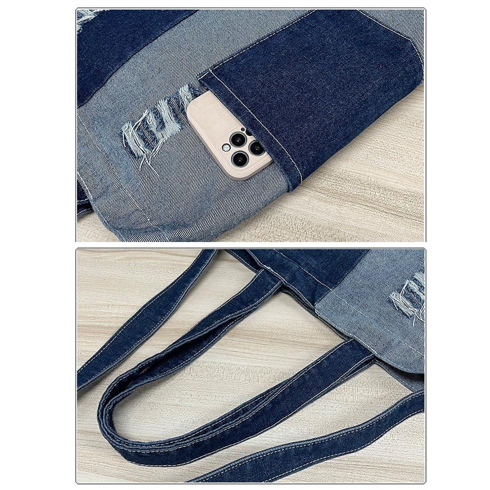 Denimveske Studentklasse Håndveske Latsk Stil Skulderveske Crossbody-veske