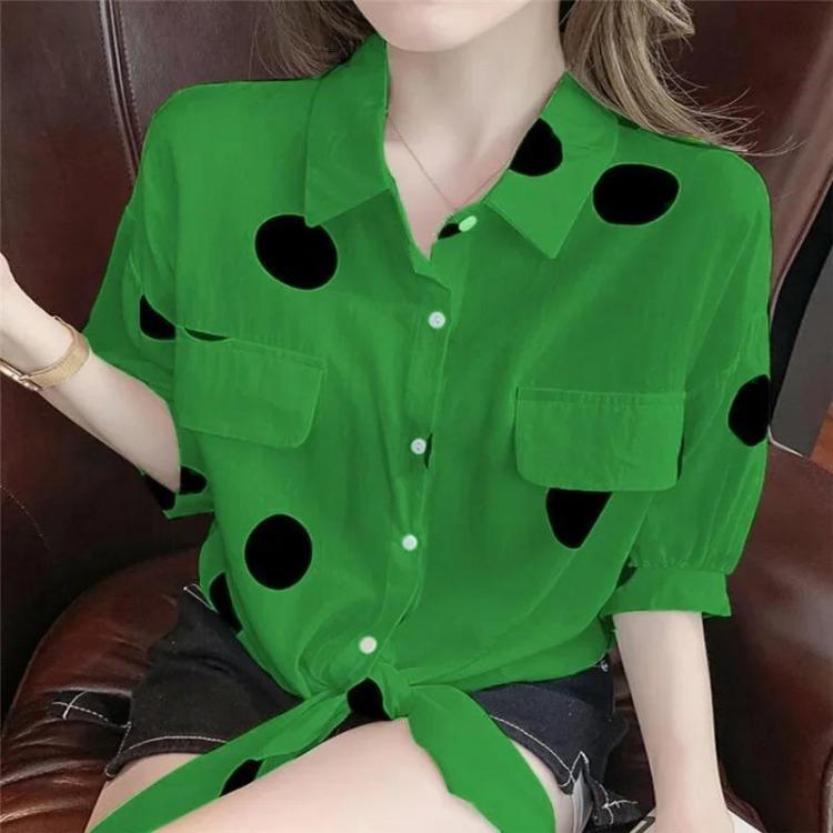 

Korean Blouses Women Loose Oversized Blusas Female Tops Thin Shirts Camisas Chemises with Pockets Spring Autumn Fashion M зелёный