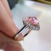 Longlongjin S925 Silber Herzförmiger Rosa Simulierter Diamanten Cluster Ring