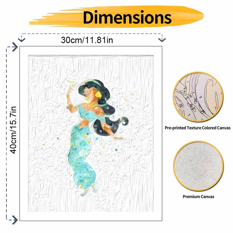 Disney Jasmine Watercolor digital oil painting diy coloring handpainted filling home decoration art craft gift for adults wall decor