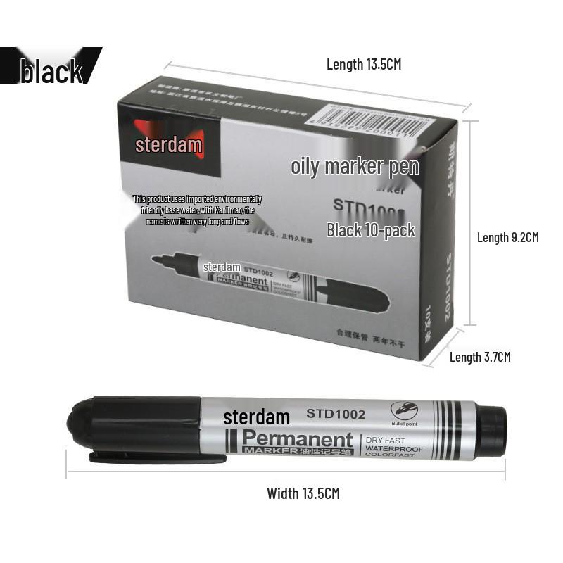 Black Broad Tip Waterproof Oil-Based Marker for Logistics