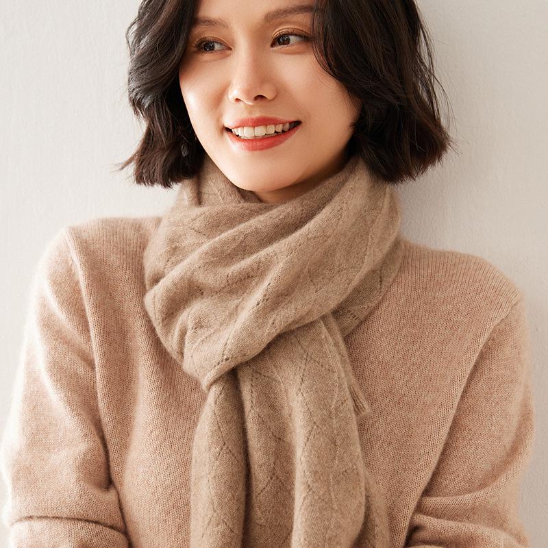 Women's Goat Cashmere Knit Scarf - Autumn/Winter Neck Warmer