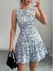 Elegant Floral Print Slimming Bodycon Dress for Women - Sleeveless Round Neck Design