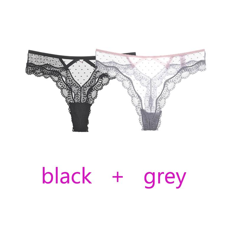 TERMEZY 2Pcs/Lot Sexy Lace Panties Women Low-waist Underwear Hollow Out Transparent Thong Female Seamless G-string Lingerie Underpant