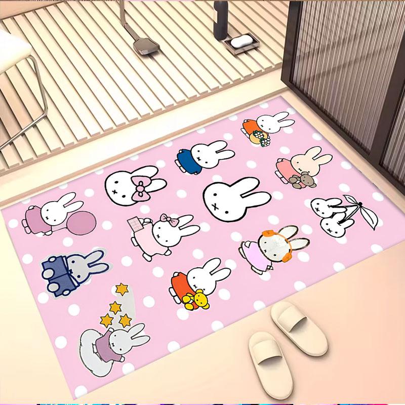 Miffy Print Rug, Washable Floor Carpet, For Entryway Dorm Laundry Room Office Study, Home Decor Birthday Christmas Gift