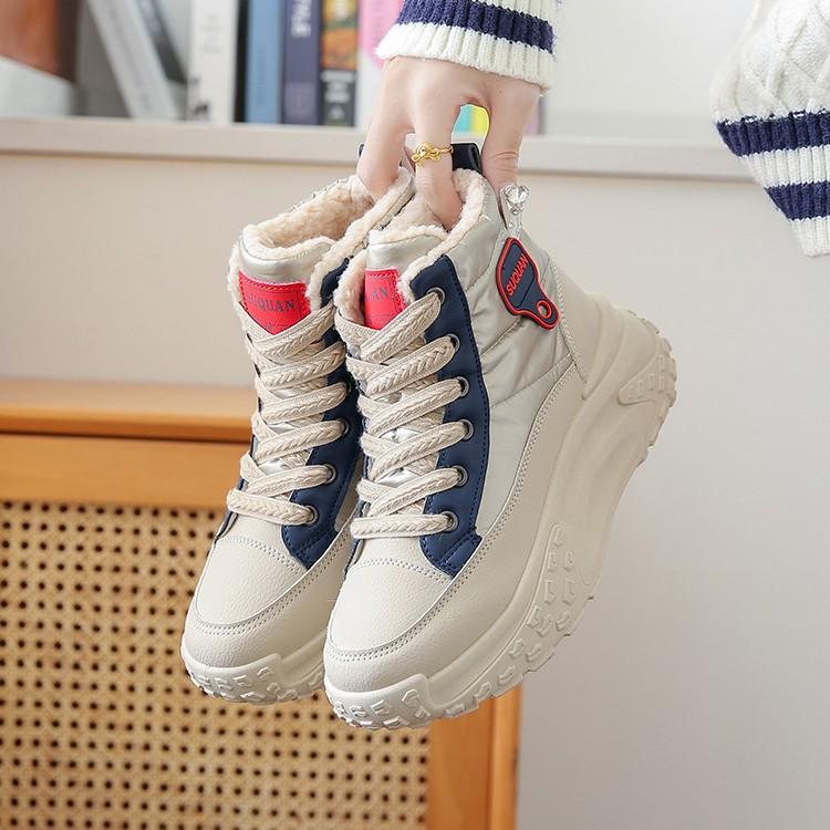 Platform Snow Boots Sneakers Women's Winter Velvet Thickened High-top Large Cotton Shoes Northeast Winter Shoes