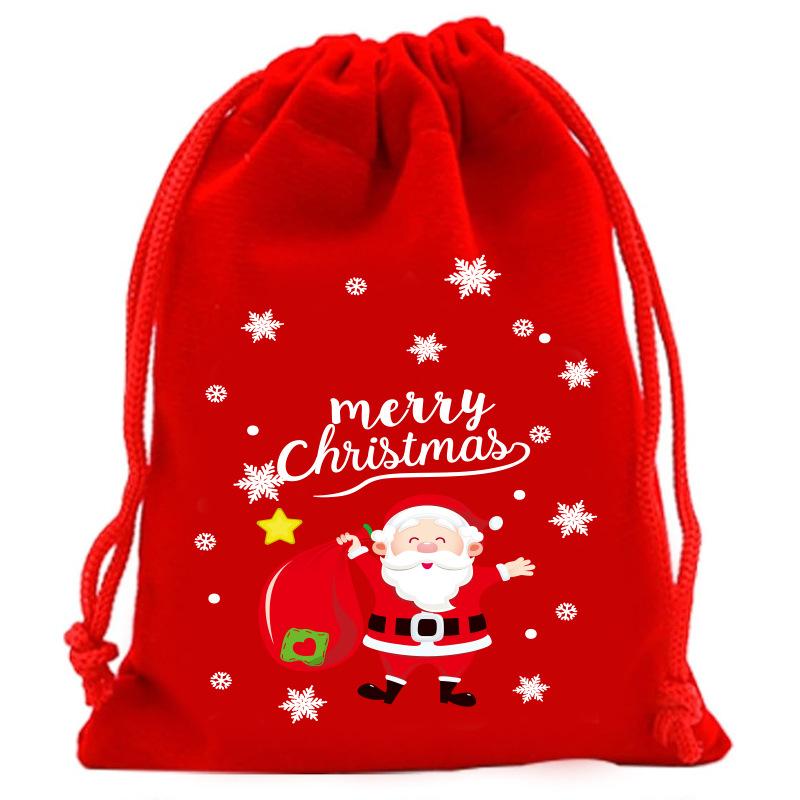 12pcs Christmas Velvet Bags Drawstring Bags Christmas Gift Bags Christmas Eve Apple Bags Red Drawstring Candy Bags
