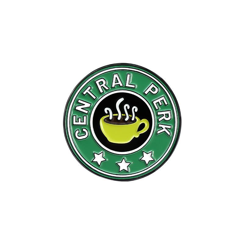 Creative Cartoon Coffee Cup Brooch Pin for Men and Women - Stylish Clothing Accessory & Ornament with Alloy Baking Varnish Finish