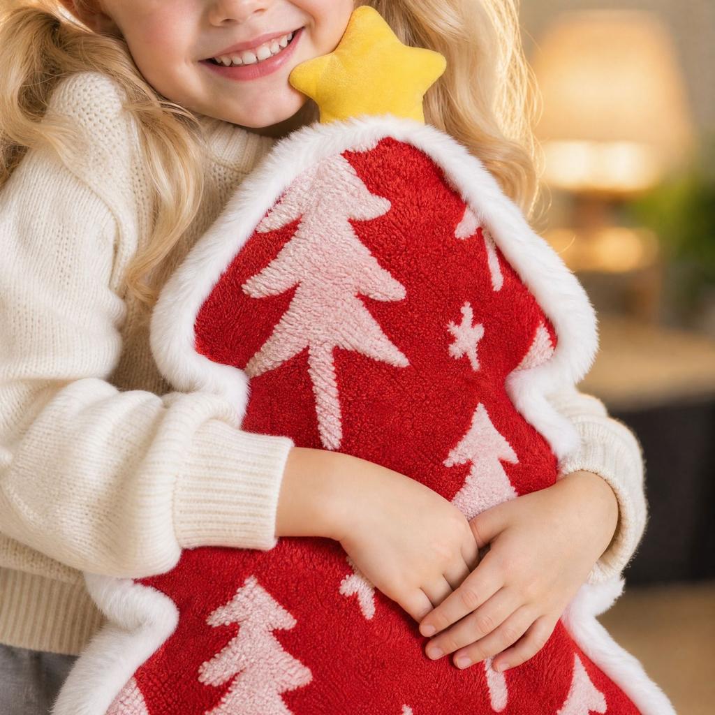 Christmas Tree Plush Toy, Soft Decorative Throw for Holiday Couch and Bedroom Decor