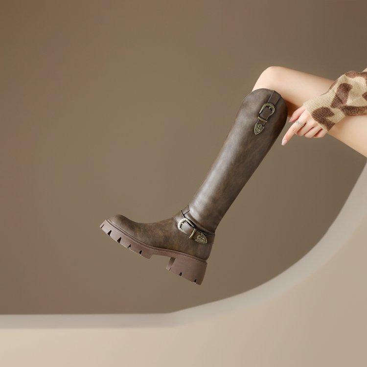 Boots Women Spring and Autumn Thick Bottom Knight Boots Thigh High Chunky Heel Long Boots Early Autumn Boots Tall Boots