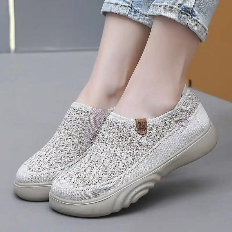Fashion Slip Resistant Mocacinnes Sneakers Size 44 Woven Athletics Shoes Women Footwear Sport Casuall Tenks Luxury Latest Wide Foot