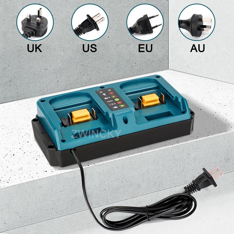 Replacement 18V DC18RD Dual Ports Battery Charger for Makita 18V Lithium Battery BL1830 BL1840 BL1850 BL1850B EU/US/UK/AU Plug
