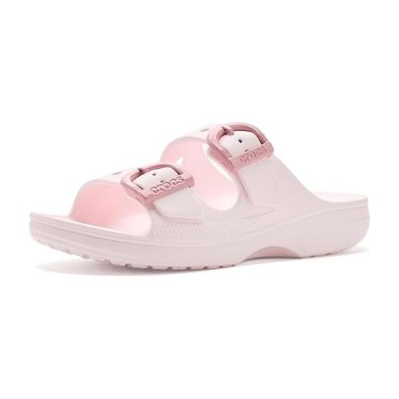Crocs Women s Saturday Enamel Buckle Sandals 212867 7DF (Pink)