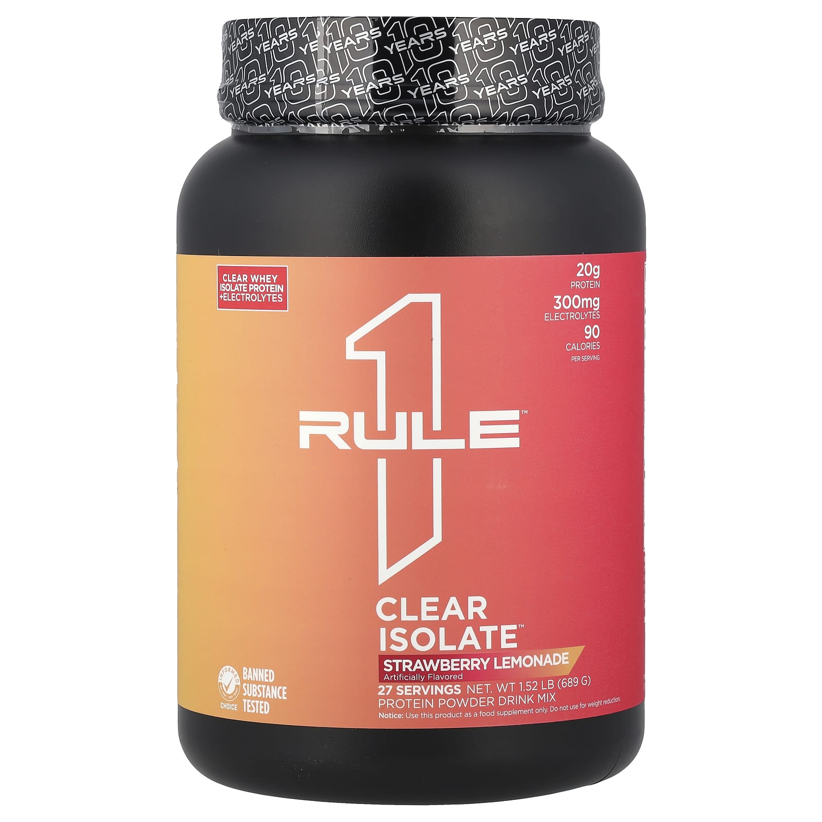 

Rule One Proteins, Clear Isolate™, Strawberry Lemonade, 1.52 lb (689 g)