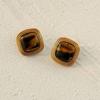 Salircon Classic Retro Tiger Eye Stud Earring For Women 18K Gold Plated Stainless Steel Piercing Ear Accessories Jewelry Gifts