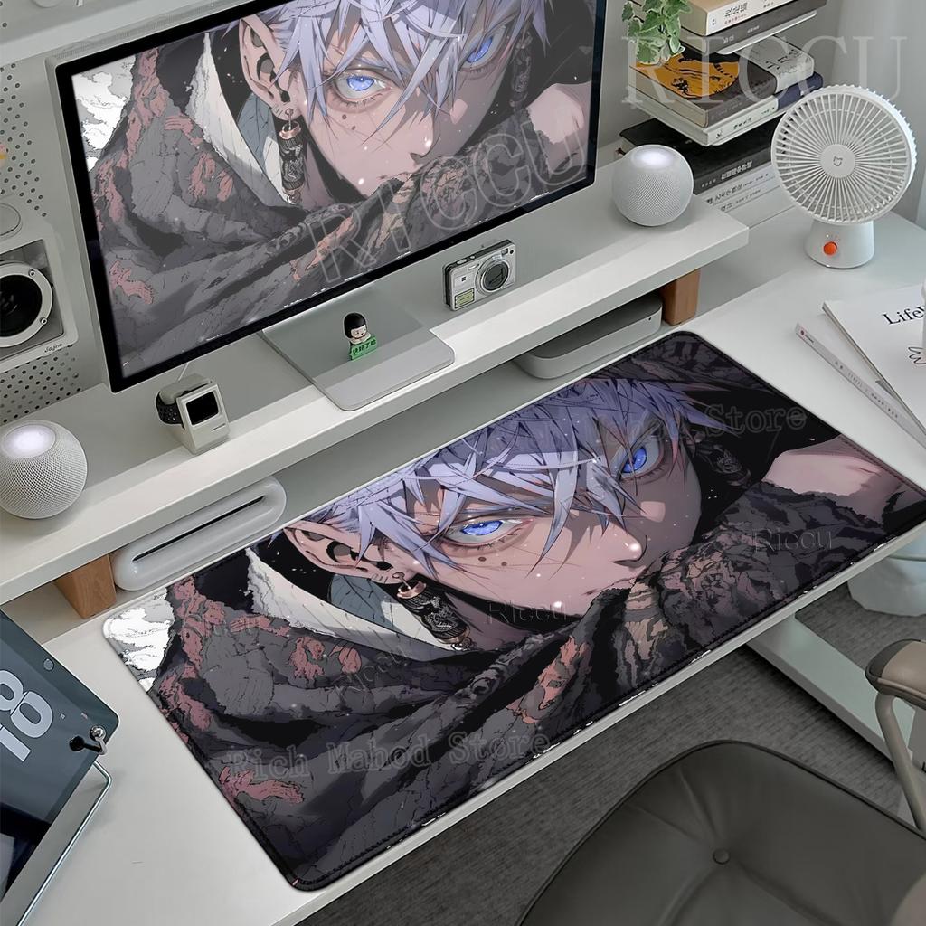 Anime Jujutsu Kaisen Mouse Pad Gojo Satoru Large Size Gaming Carpet Gamer Non-slip Mechanical Keyboard Mats Lock-edge Rubber Rug