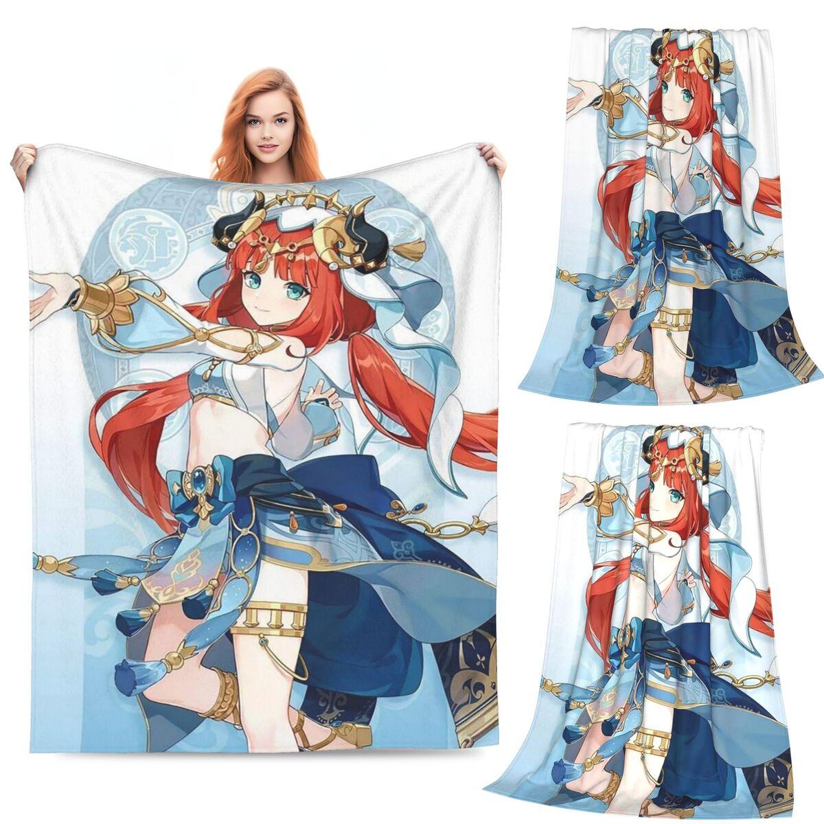 

Genshin Game Cartoon Blankets Soft Warm Flannel Throw Blanket Plush for Bed Living room Picnic Travel Home Couch 80x120cm