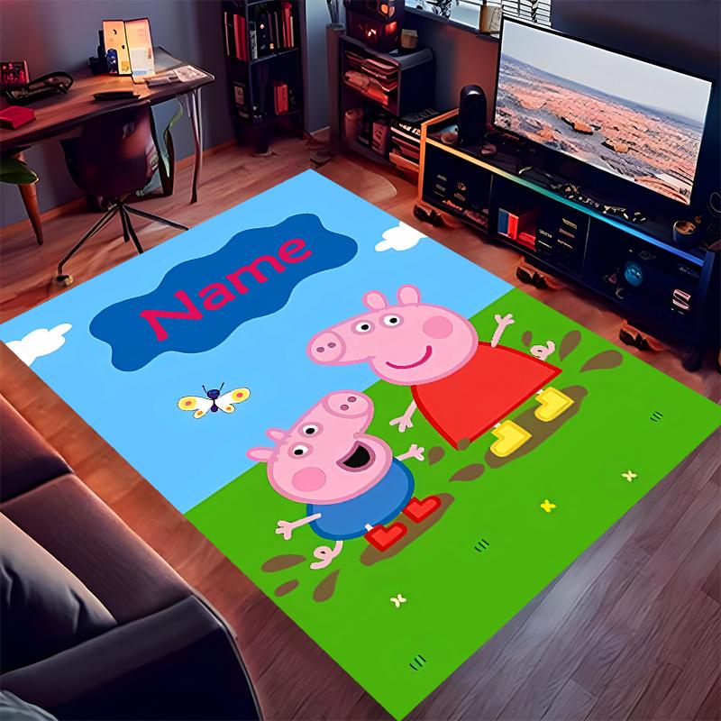 Custom personalization Peppa Pig Print Area Rug - Soft, Washable Non-Slip Indoor Mat,Living Room,Home&Office Decorative Rug