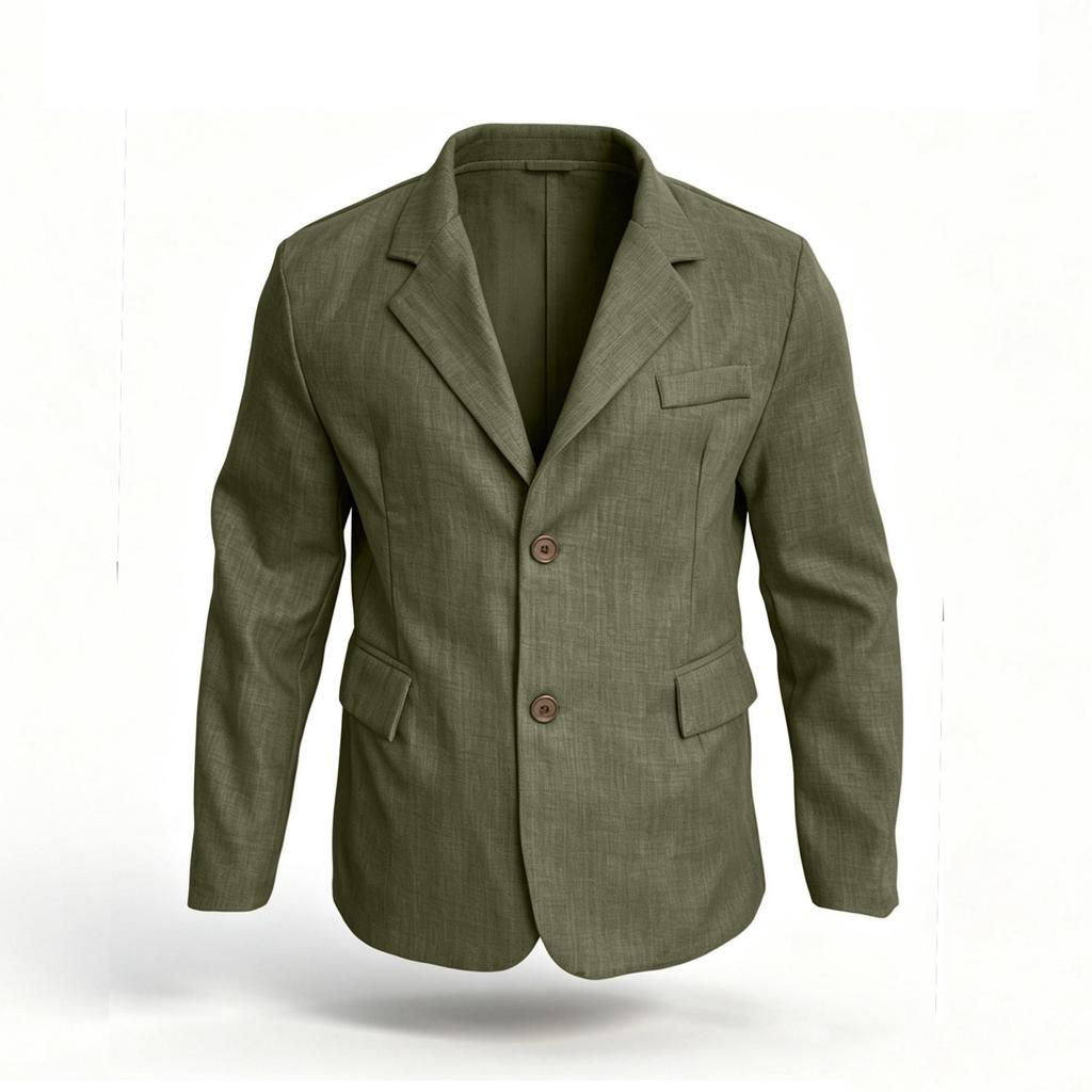Leichte lässige Herren-Anzugjacke, Vintage-Farbe, einreihig, zwei Knöpfe, mit Leinenstruktur