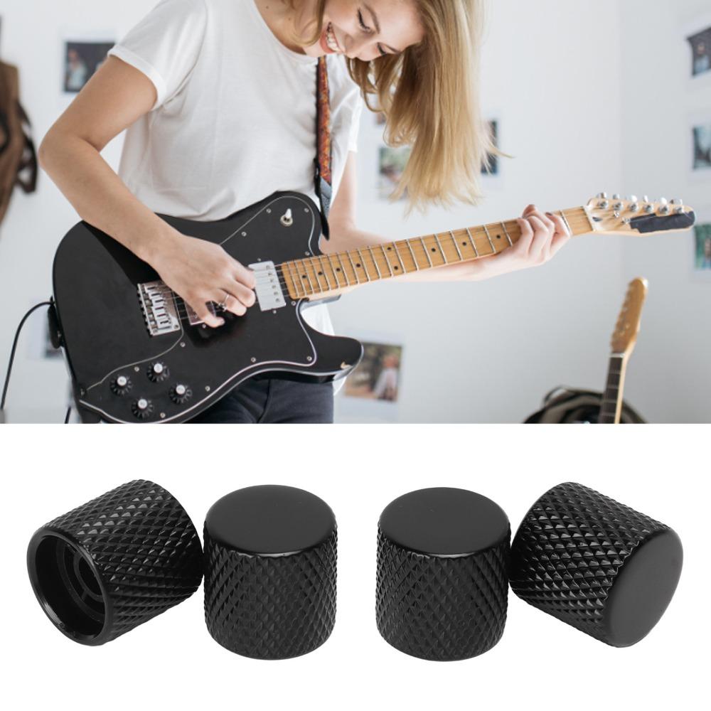 4PCS Black/Silver Electric Guitar Control Knob Replacement Knob For Electric Guitar Control Knob