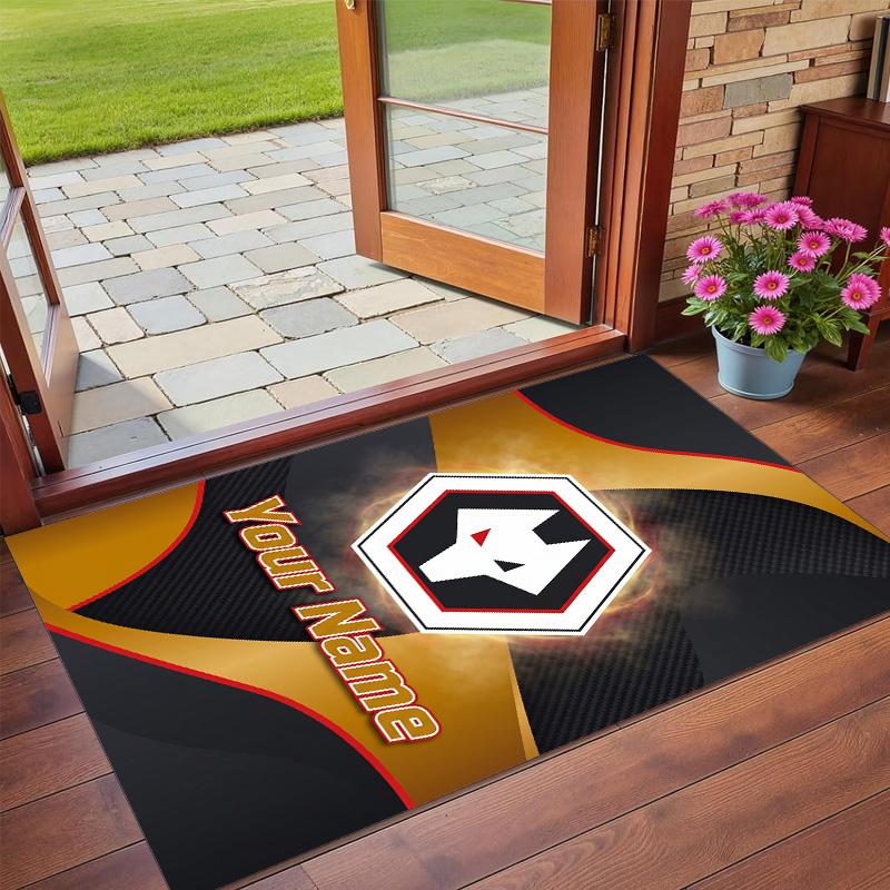 Crystal Velvet Rug Custom Name Text, Soft Non Slip Floor Mat Home DecorWolverhampton Wanderers Football